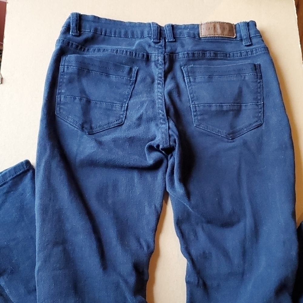 Platform 100 (p100) dark Navy blue distressed jeans sz 34 x 34 - Picture 8 of 12